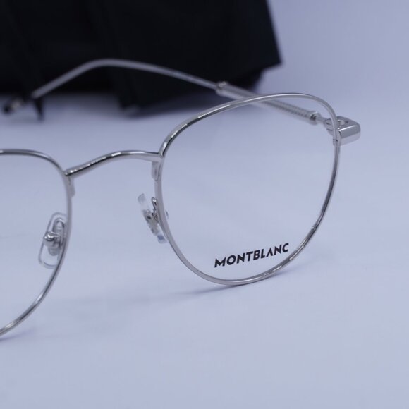Montblanc MB0111O 001 Geometric Eyeglasses 49mm – Silver - Picture 2 of 10